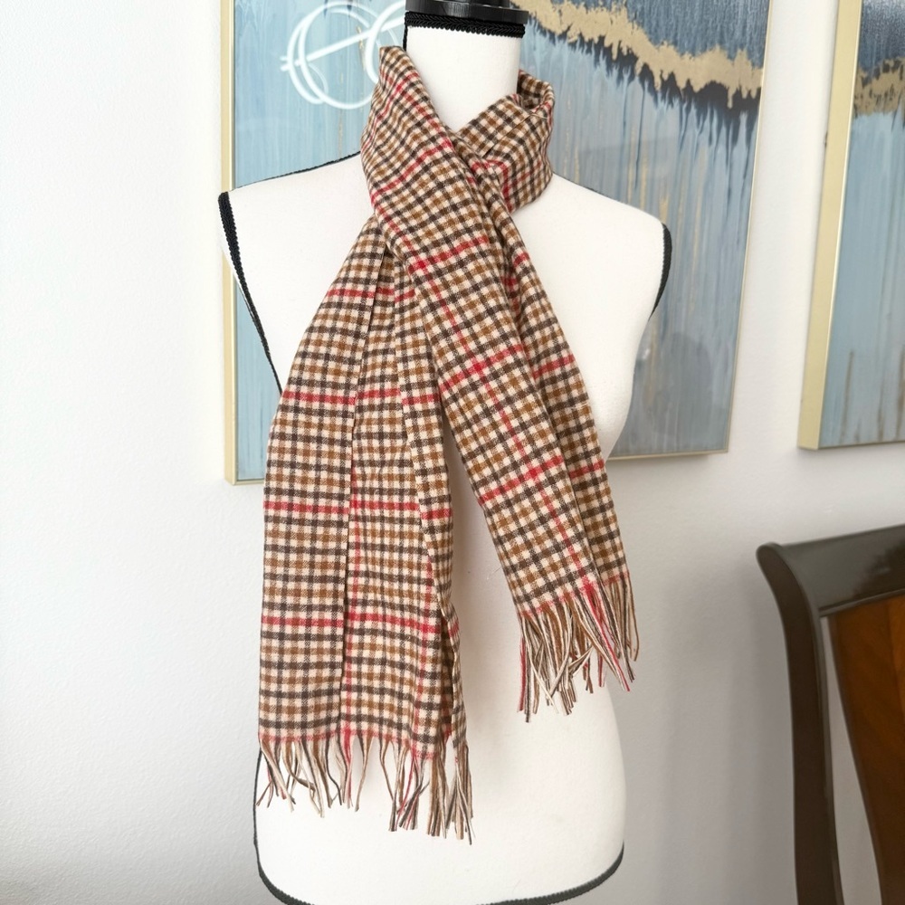 Vintage Pendleton Plaid 100% Pure Virgin Wool Fringed Edge Scarf O/S